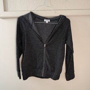 Ten Sixty Sherman Black Grey Ribbed Zip Up Sweatshirt Elastic Waist